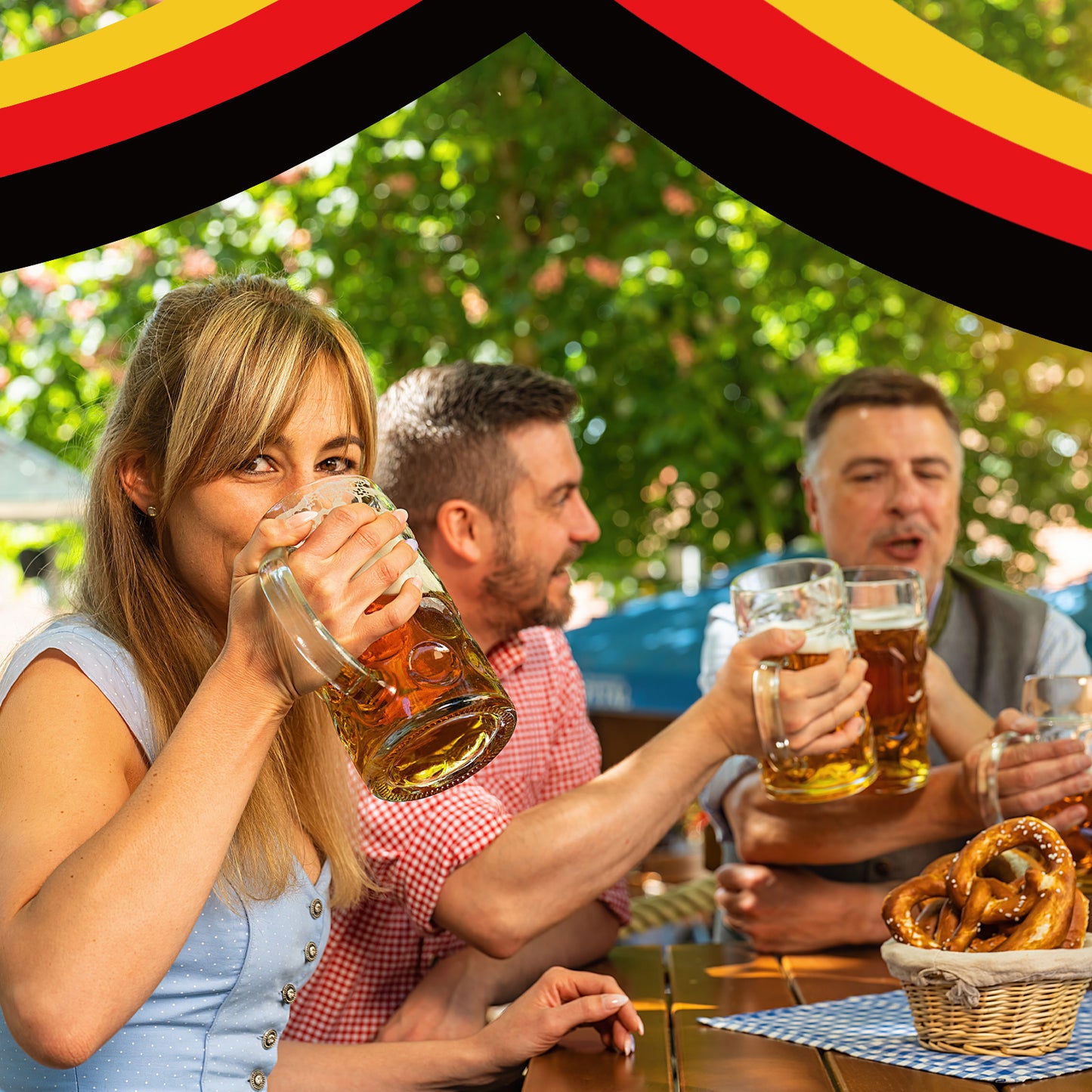 Germany Flag Banner (2-Piece Set) - Decorative Festive Decorations For Celebrations - Party Accessories Set