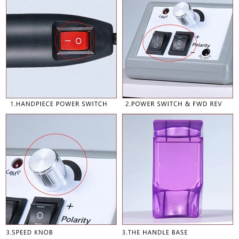 Support pan European shipping--Professional Electric Nail Drill Machine Set Nail Files Drill Bits Gel Polish Remover Portable Nail Polisher Equipment