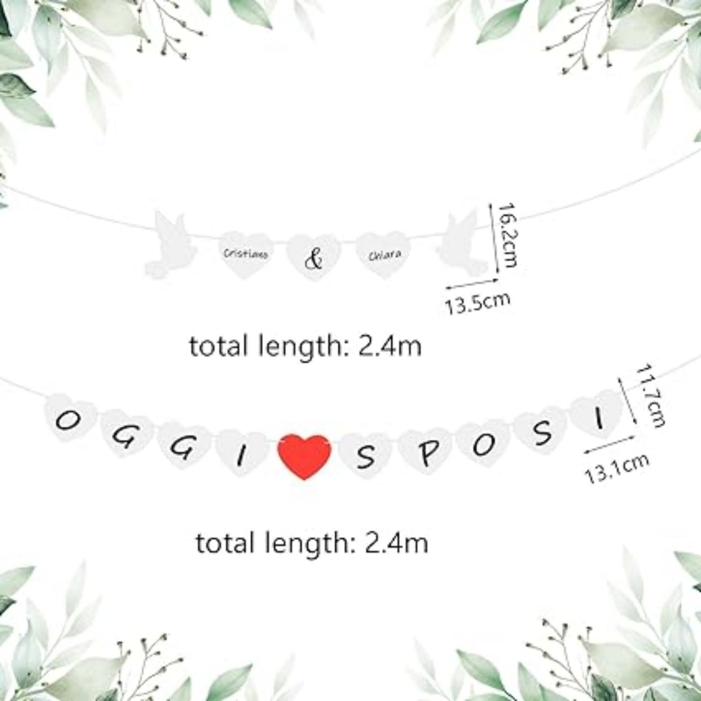 “OGGI SPOSI” Banner As A Paper Pennant Chain, Italian Wedding Decor With Romantic Lettering, Festive Garland For Wedding Tables And Photo Backdrops—Party Accessories Set