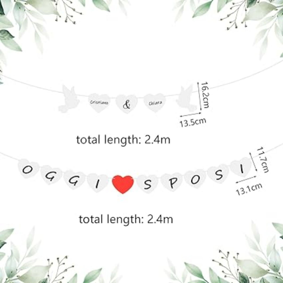 “OGGI SPOSI” Banner As A Paper Pennant Chain, Italian Wedding Decor With Romantic Lettering, Festive Garland For Wedding Tables And Photo Backdrops—Party Accessories Set
