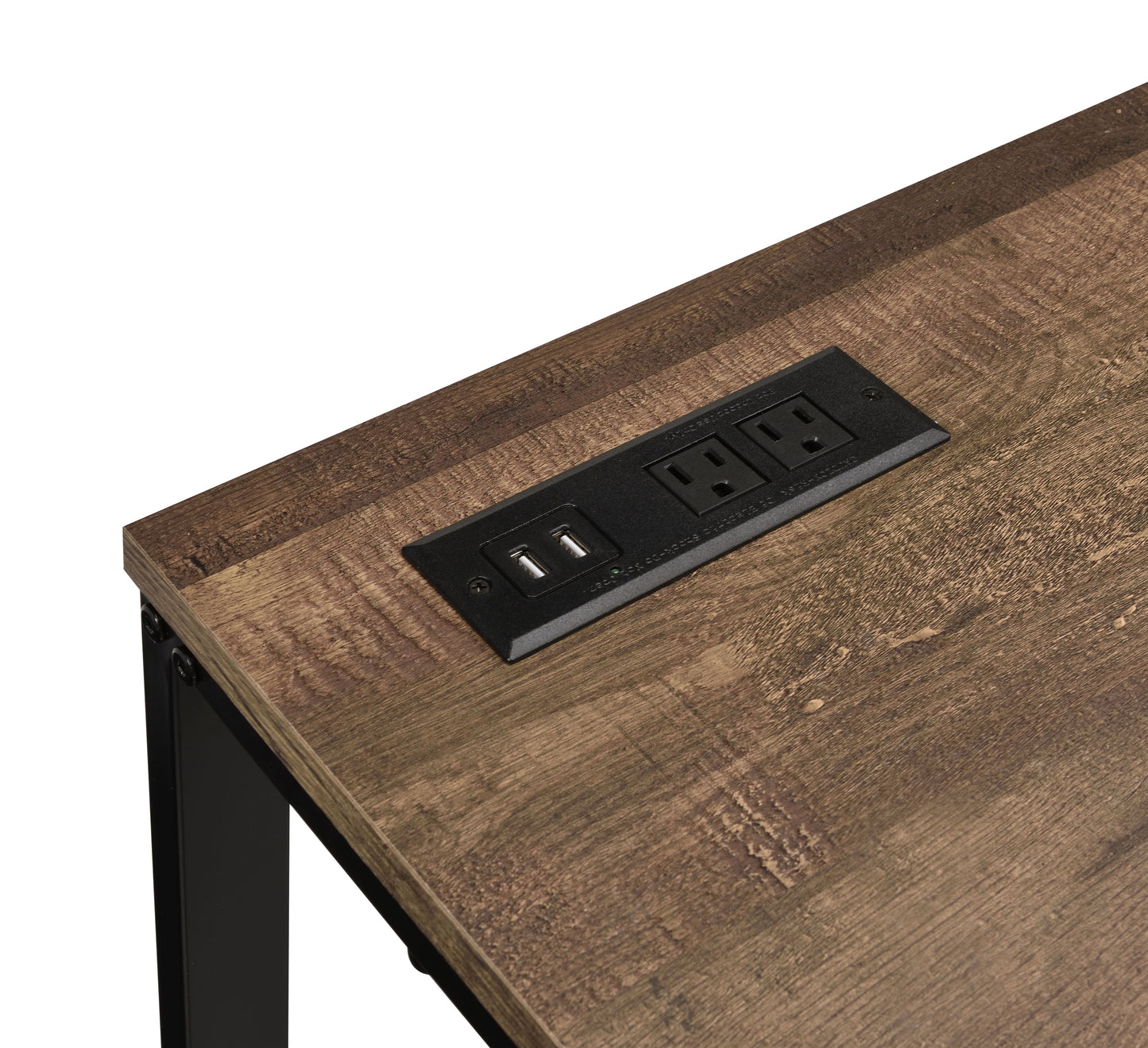 Tyrese Walnut & Black Finish Writing Desk W USB