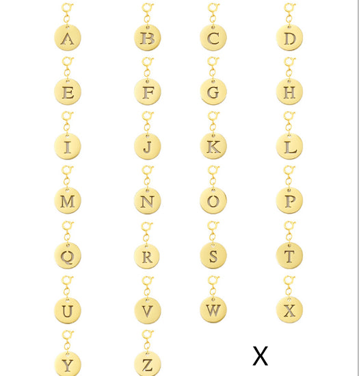 Titanium Steel Bracelet And Necklace Accessories 26-letter Charm Pendants Hand-polished In Gold