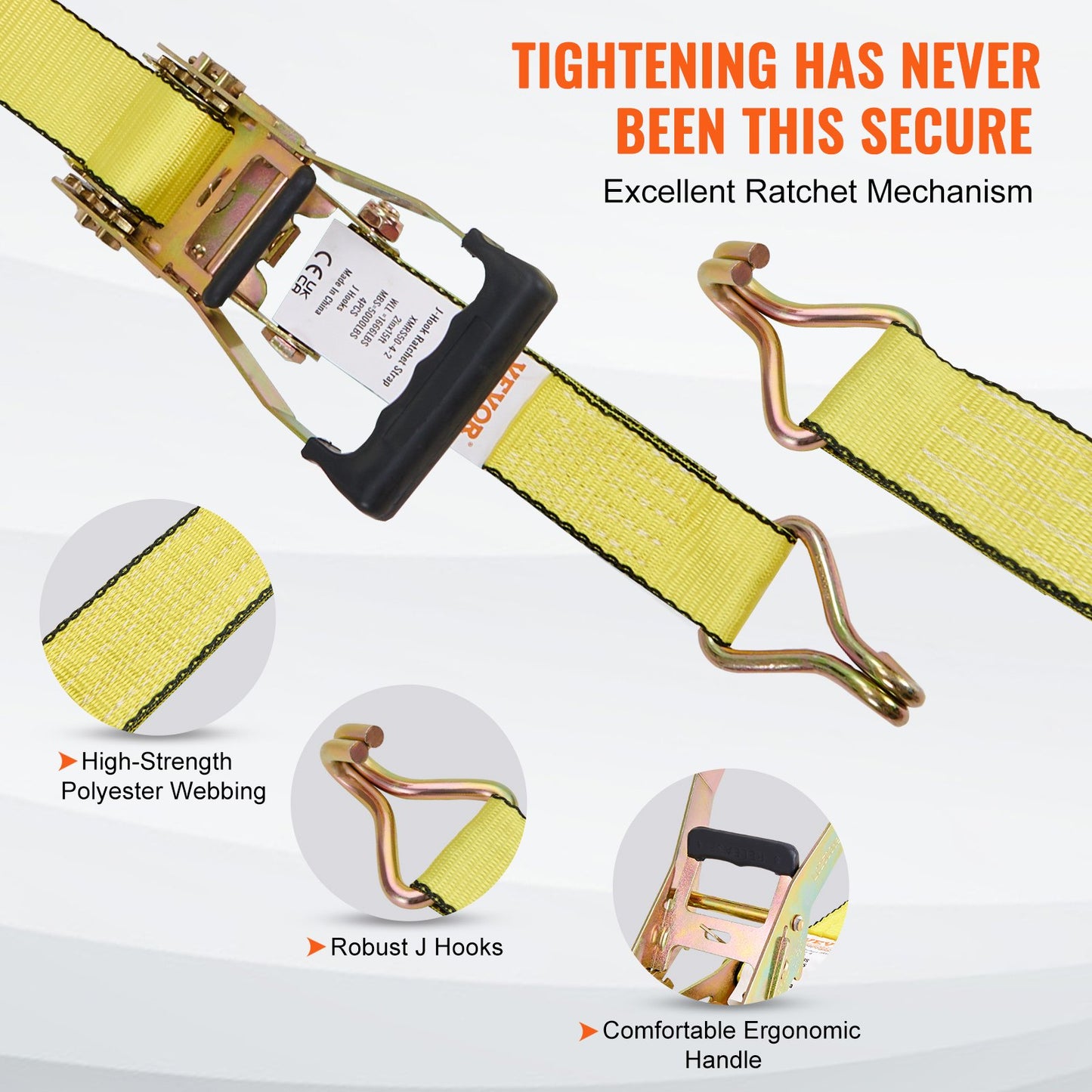 Ratchet Tie Down Straps ,4PK, 5000 Lb Break Strength, Double J Hook Includes 4 Premium 2' X 15' Rachet Tie Downs With Padded Handles, For Moving Securing Cargo, Appliances, Lawn Equipment