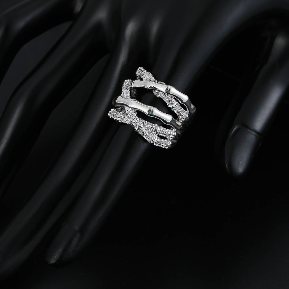 Copper Plated White K Micro-inlaid Zircon Ring Simple