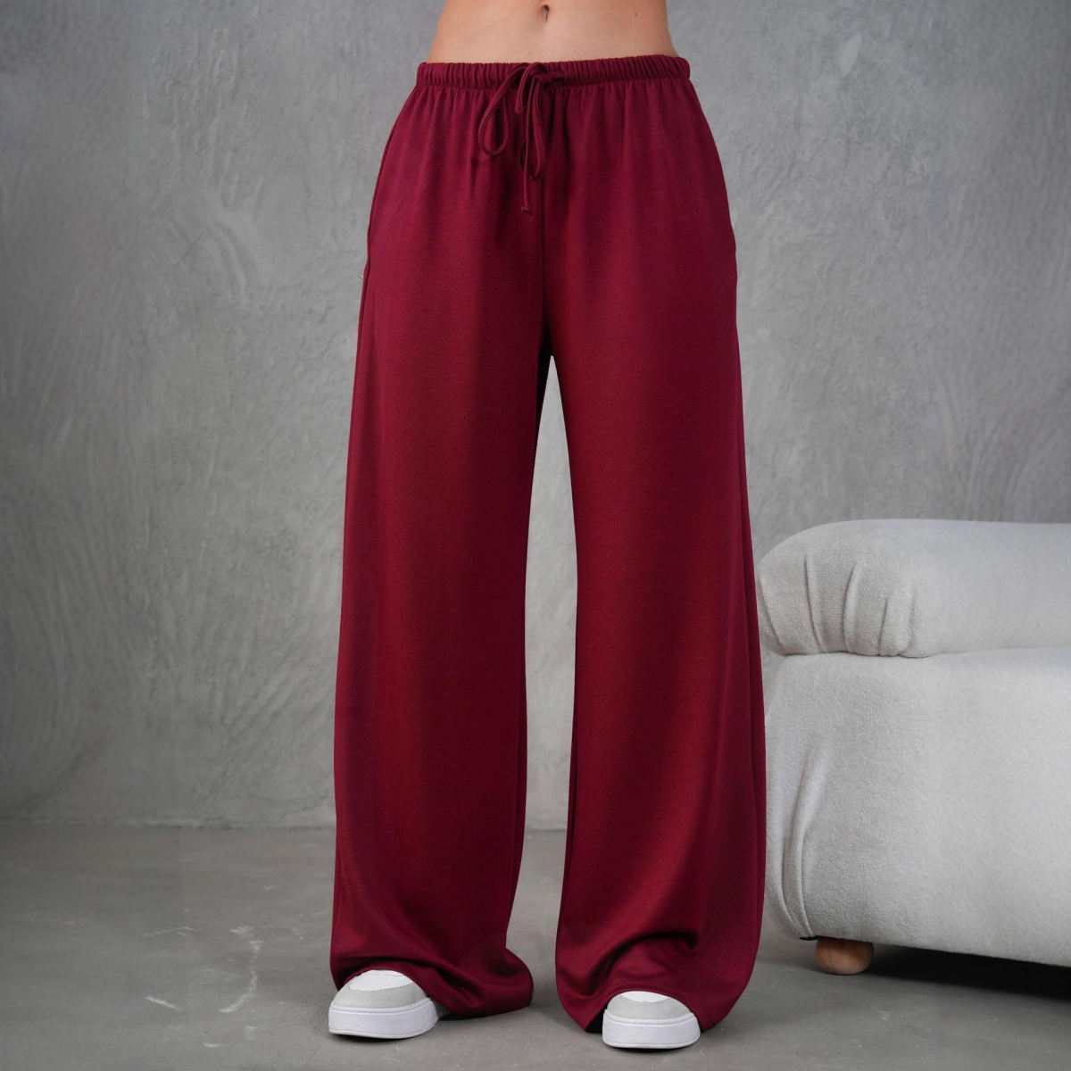 Womens Loose-fitting Casual Drawstring Sporty Wide-leg Yoga Pants