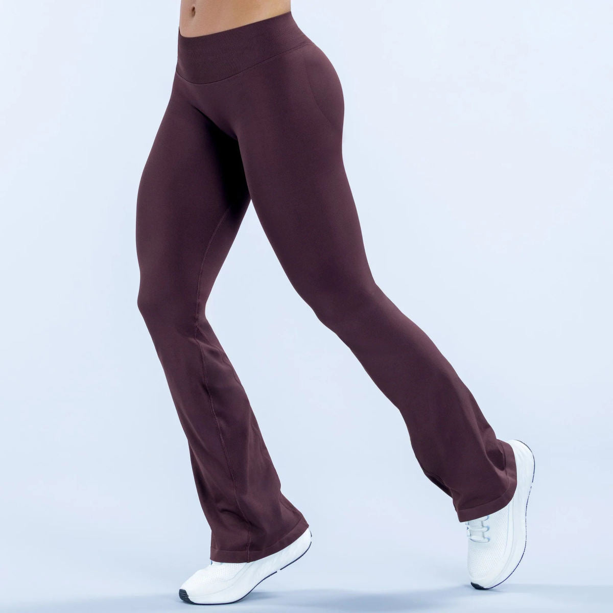 Womens Solid-Color Quick-Drying Breathable Seamless Flared Yoga Pants