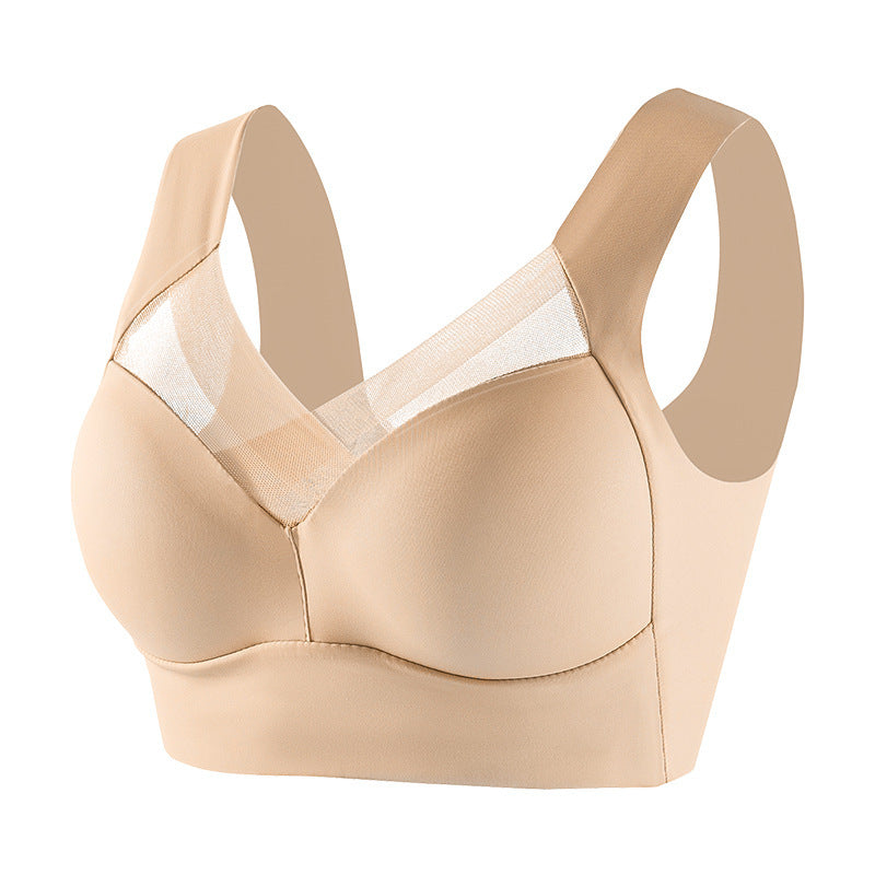 Plus Size Underwear Wireless Beauty Back Underwear Thin Push-up Adjustable Seamless Ice Silk Fixed Cup Bra Cross-border