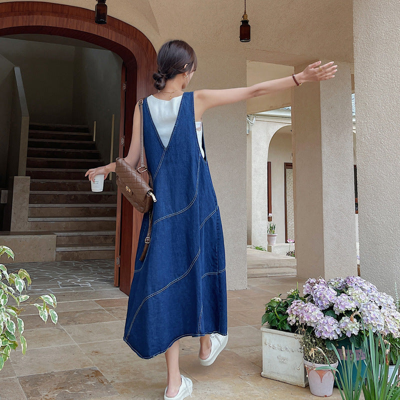 Korean-style Retro All-Match Figure-Flattering Loose A-Line Dress