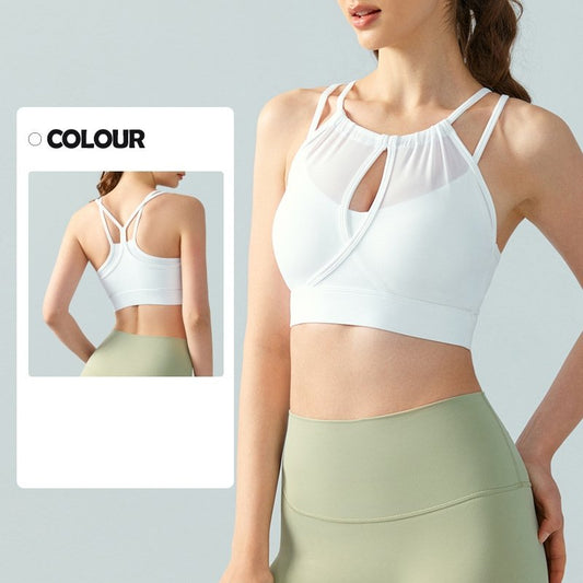 Big Tree Clothing Yoga Vest Women's Mesh Yarn False Two Pieces Workout Clothes