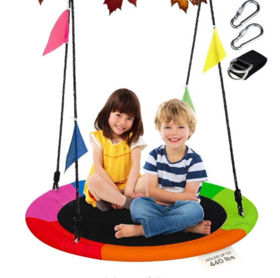 Rainbow Disc Swing, Children's Outdoor Courtyard Swing, Includes Assembly Accessories