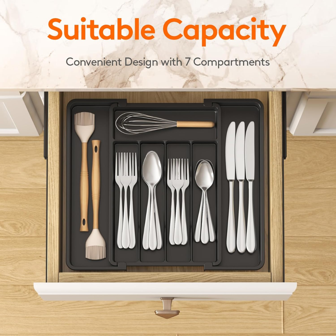 Expandable Silverware Drawer Organizer Kitchen Utensil Tray Adjustable Cutlery Storage Organizer For Forks Spoons Knives And Kitchen Tools