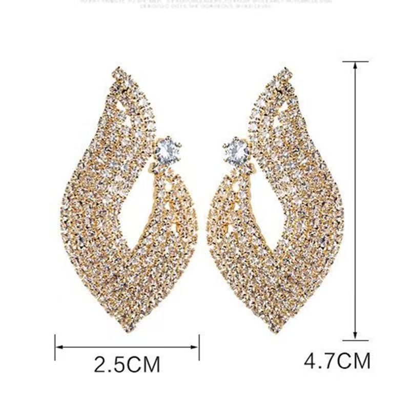 Korean Bold Full Rhinestone Studs, Sparkling Movable Elegant Women Earrings