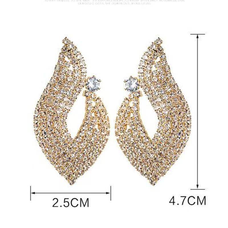 Korean Bold Full Rhinestone Studs, Sparkling Movable Elegant Women Earrings