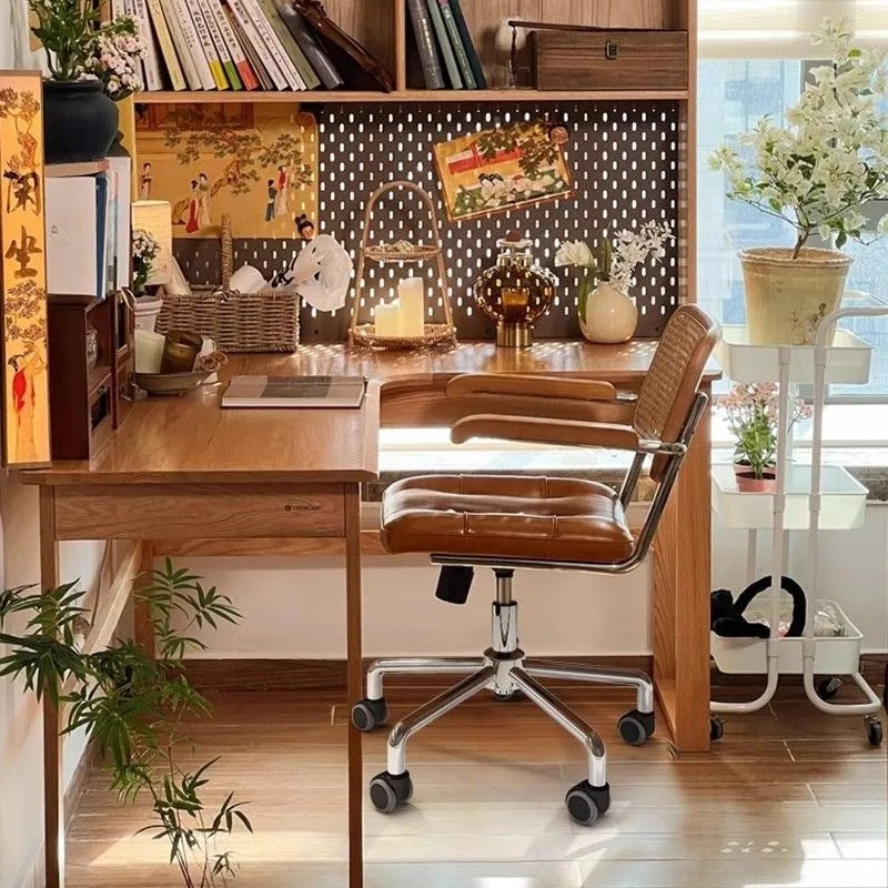 Retro-style Home Office Computer Chair Made From Imitation Rattan
