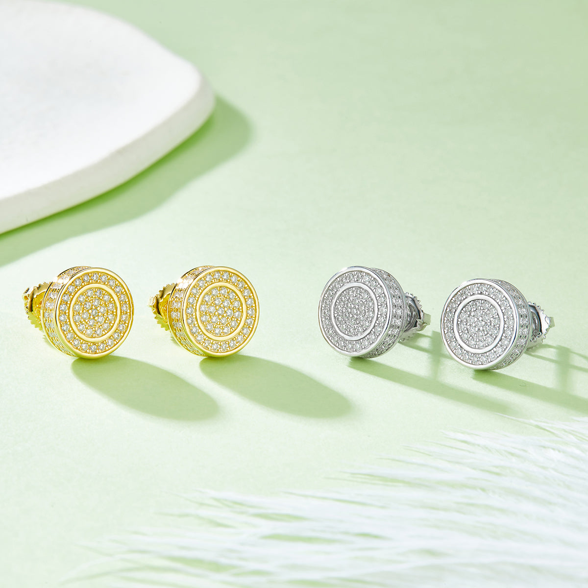 S925 Sterling Silver 190pcs D Color VVS1 Moissanite Double Halo Stud Earrings 10.8mm Screw Back Hypoallergenic GRA Certified Gift Box