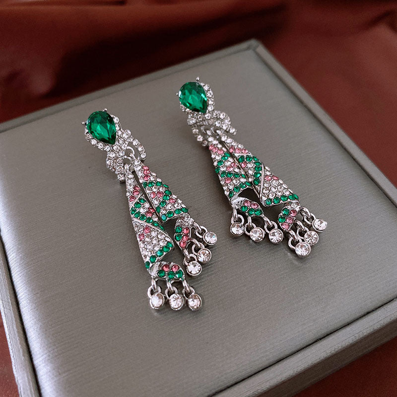 Mid Century Zircon Earrings For Women Vintage Rhinestone Studs Premium Quality Gift