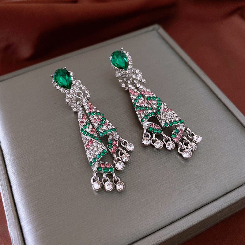 Mid Century Zircon Earrings For Women Vintage Rhinestone Studs Premium Quality Gift