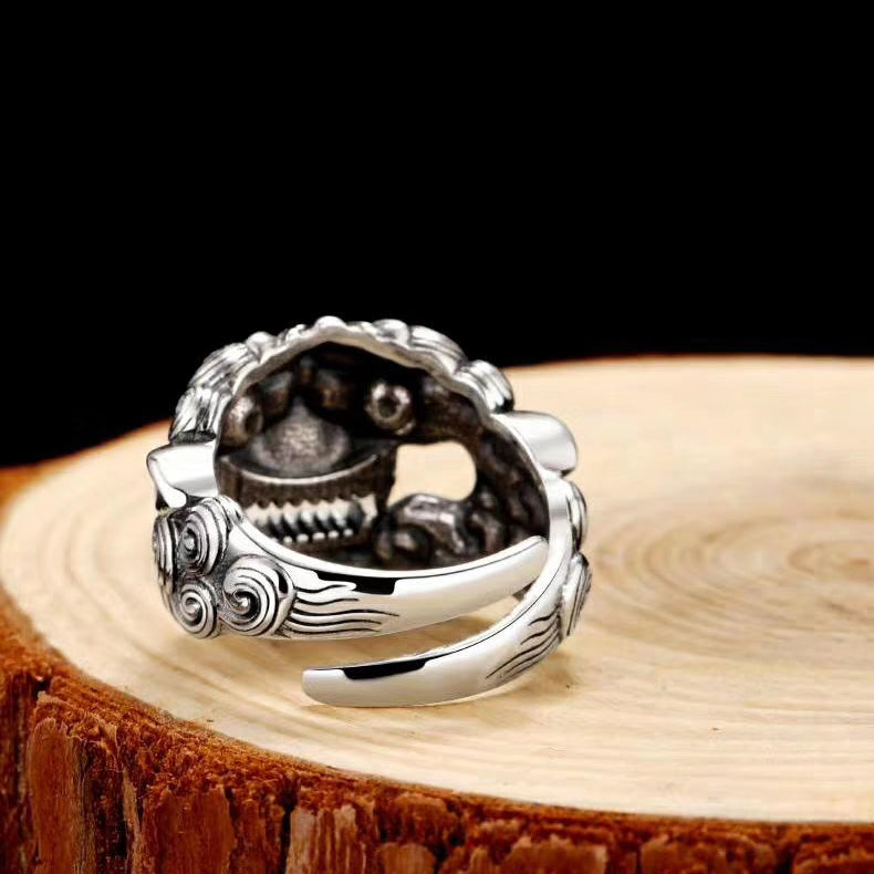 1pcs 925 Sterling Silver Retro Pixiu Statement Ring, Lucky Ethnic Style, Ideal For Birthdays & Men's Feng Shui Gifts