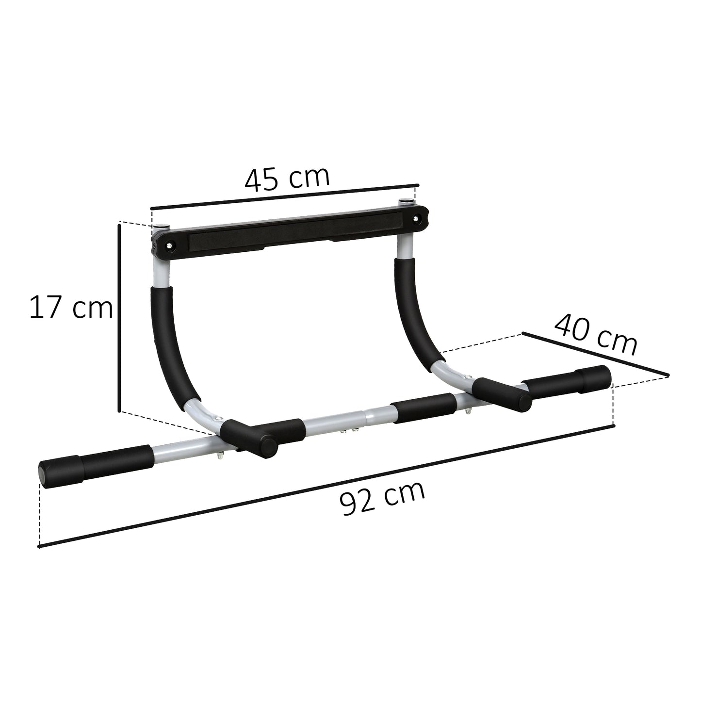 Pull Up Bar Doorway, Door Frame Chin Up Bar Push Up Bar For Home Gym Upper Body Workout, No Drilling Or Screws, Grey