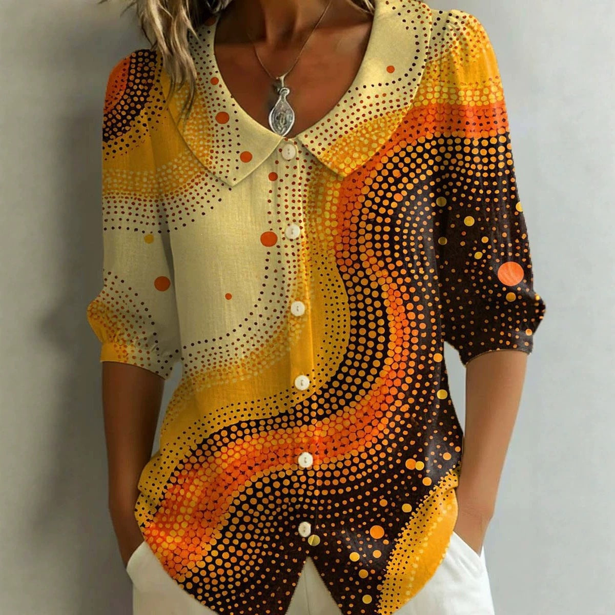 Womens Casual Fashion Printed Short-sleeve Top