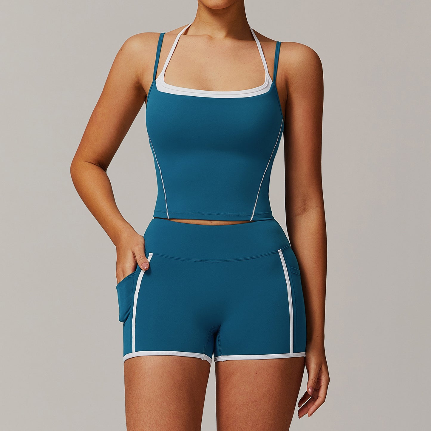 Casual All-match Fitness Fake Two-piece Halter Beauty Back Yoga Suit
