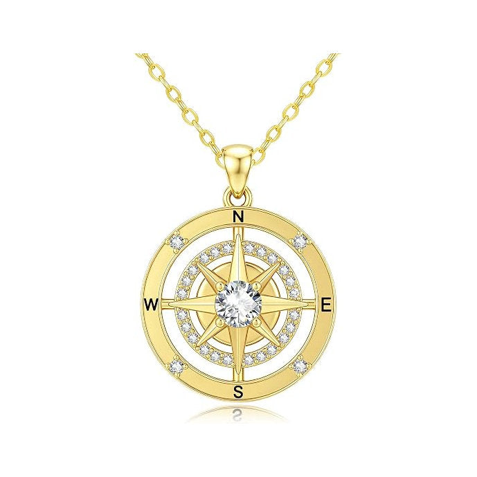 Compass Spin Necklaces For Women, 14K Gold Anniversary Birthday Gifts For Girlfriend Her, Inspirational Graduation Jewelry Gift With 1 Birthstone Go In The Direction Of Your Dreams