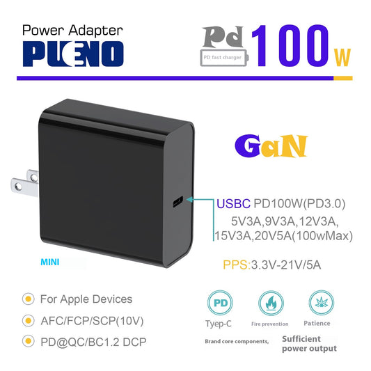Pd100W W Gallium Nitride European Standard Single-port Adapter Camera Computer Equipment Fast Charging
