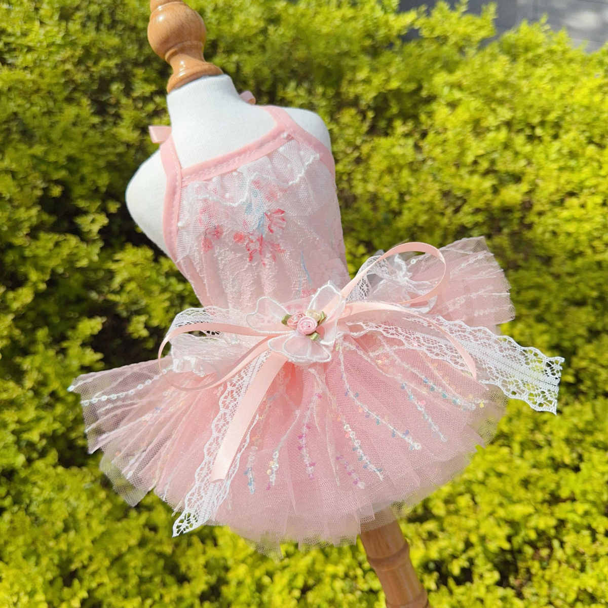 Pet Skirt Spring Summer Cat And Dog Clothes Lace Mesh Tutu Dress