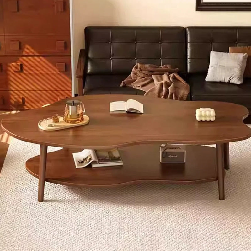 2 Layer Coffee Table Tea Table Cloud Modern Living Room Desk W  Storage Shelf UK