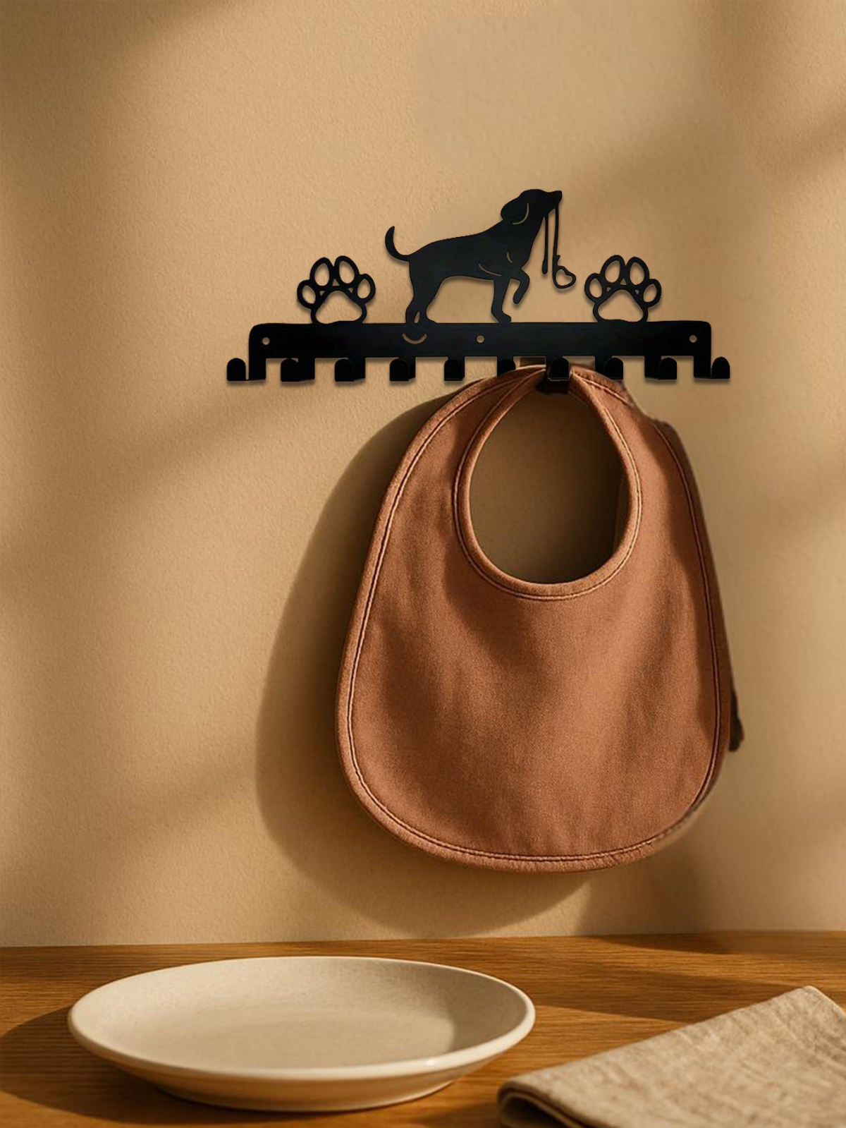Rustic Entryway Organizer - Wall Mounted Key Holder & Leash Rack For Pet Owners