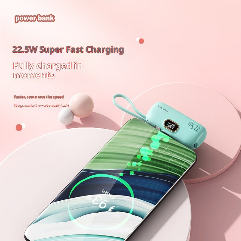 Fast Charging Pocket Capsule Emergency Built-in Cable Mini Power Bank