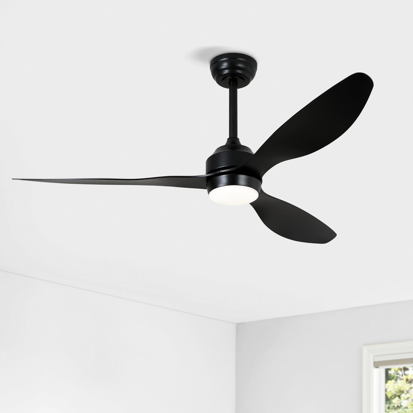 52  Ceiling Fan With Lights Quiet DC Motor 3 ABS Blade Ceiling Fans 6 Speed Levels,Reversible Ceiling Fan, For Patio Living Room, Bedroom, Office,Indoor. Matte Black