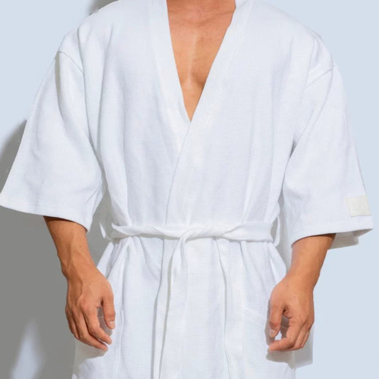 Cotton Solid-color Minimalist Bathrobe Casual For Home