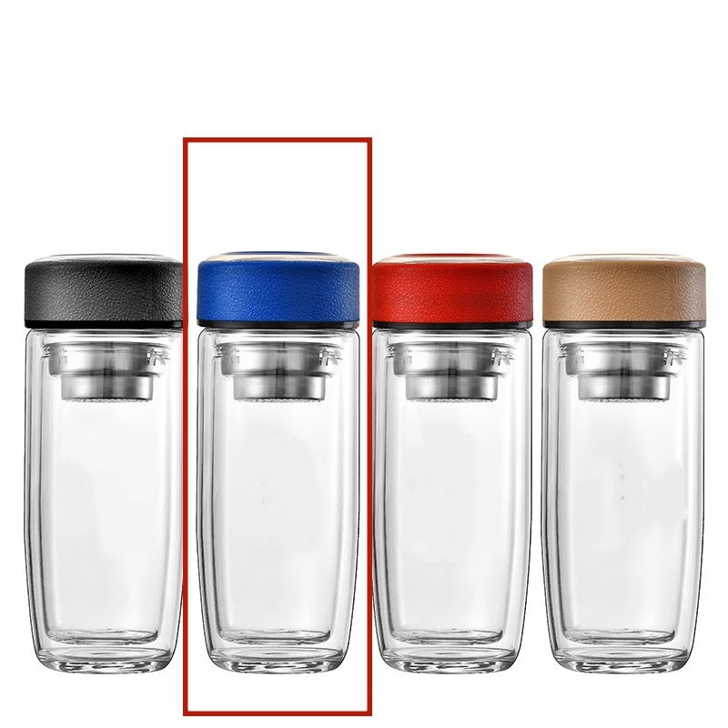 Double-walled Borosilicate Glass Cup With A Built-in Tea Strainer And Leak-proof Design