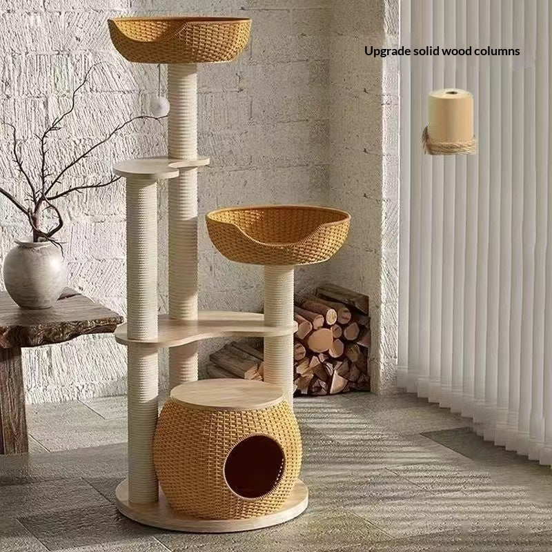 Home Upgrade Solid Wood Post Cat Climbing Tree