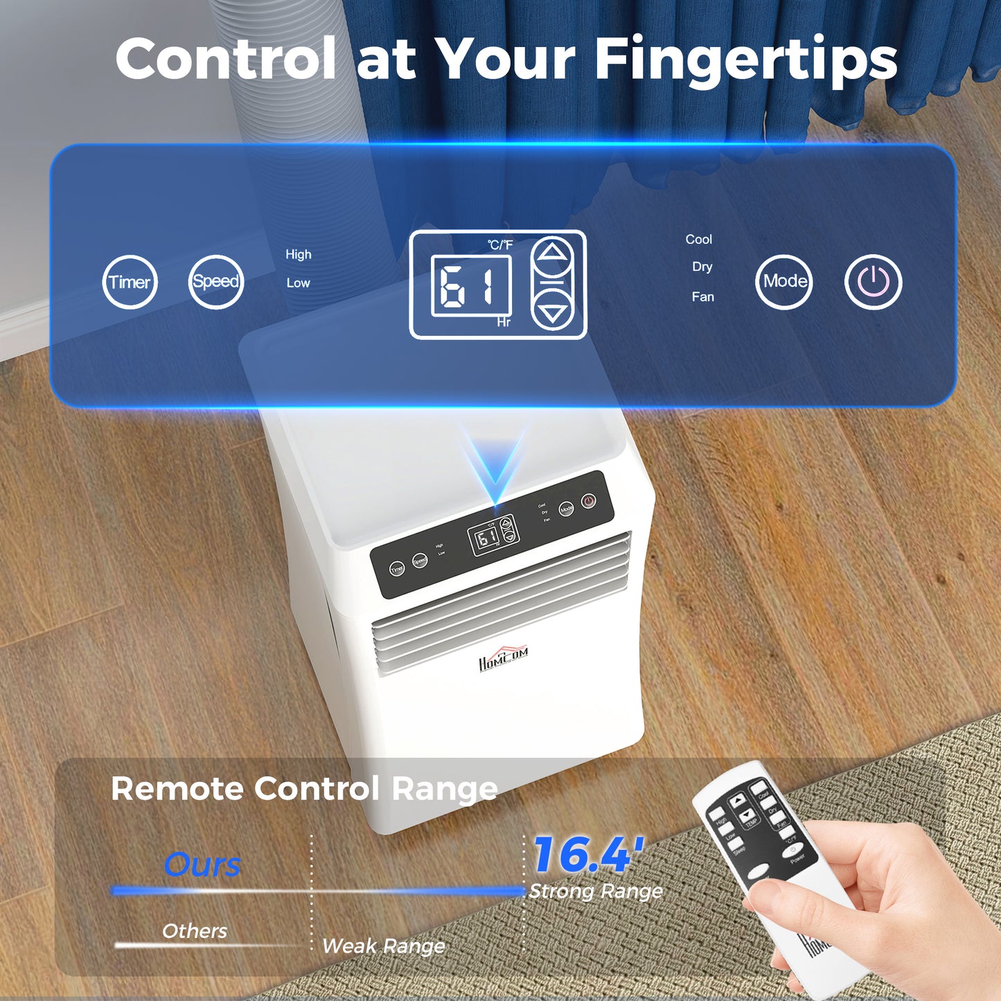 10000 BTU Mobile Portable Air Conditioner with Cooling, Dehumidifier and Ventilating, 2 Speed Fans, 24-Hour Timer, White