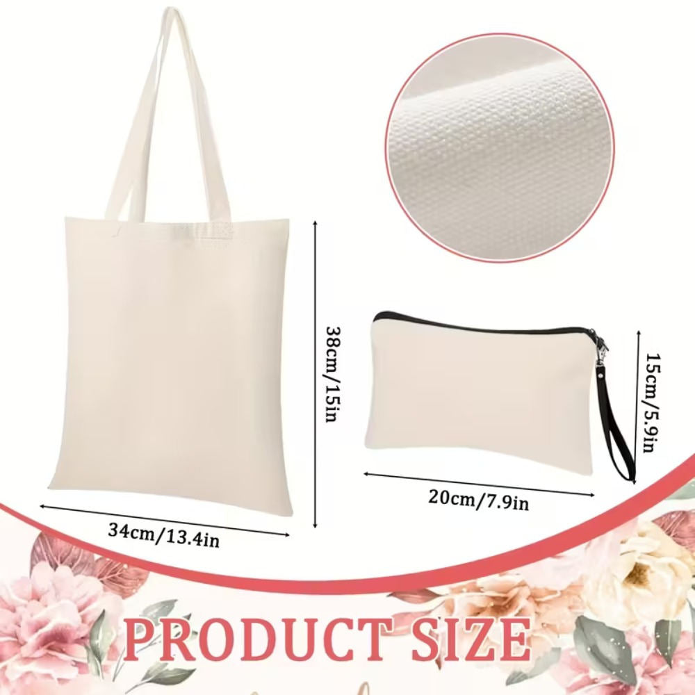 20-piece DIY Set For Canvas Tote Bags & Pouches—10 Pouches & 10 Cosmetic Bags For Printing & Customizing—perfect For Craft Projects, Gifts, And Personal Accessories