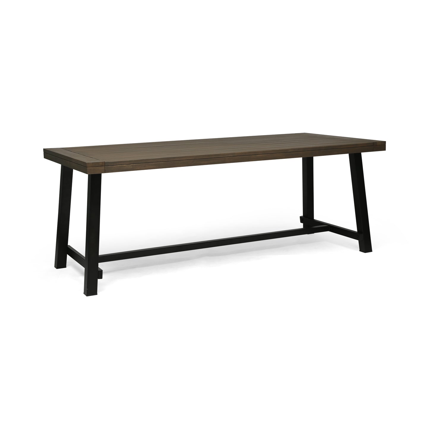 Outdoor Acacia Wood Dining Table,Grey Rustic Metal