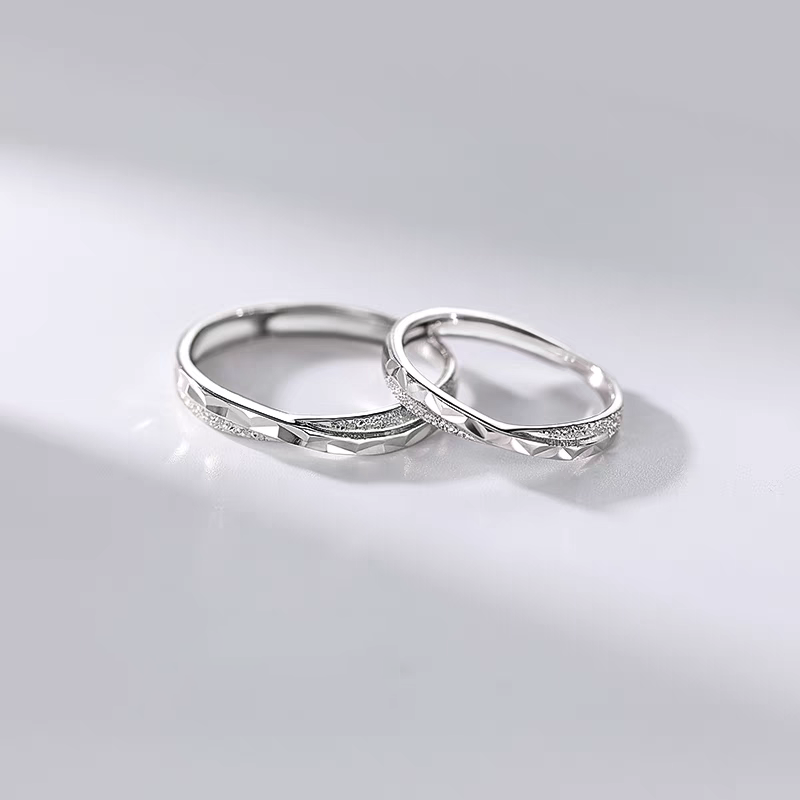 1 Pair 999 Sterling Silver Star & Sea Twisted Couple Rings, Minimalist Romantic Promise Rings, Ideal Valentine's Day Gift For Lovers