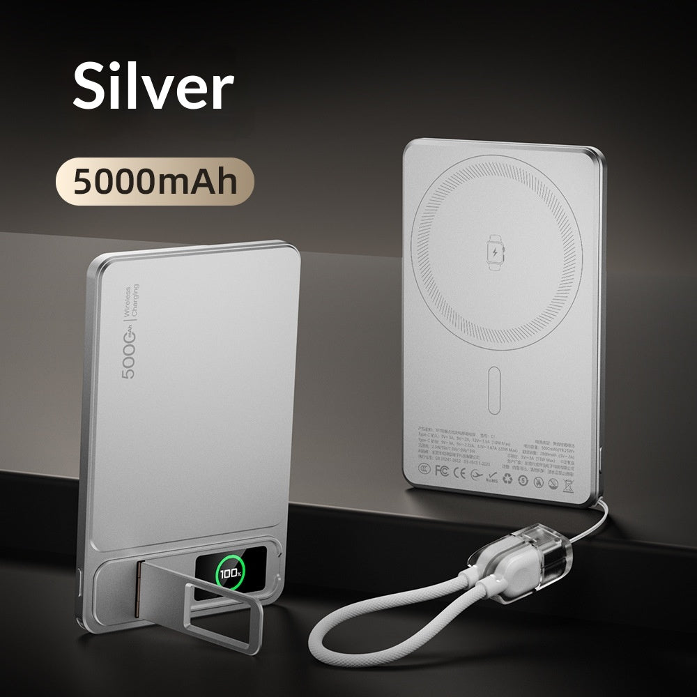 Ultra-thin External Battery With Color Screen Stand And Wireless Magnetic Charging