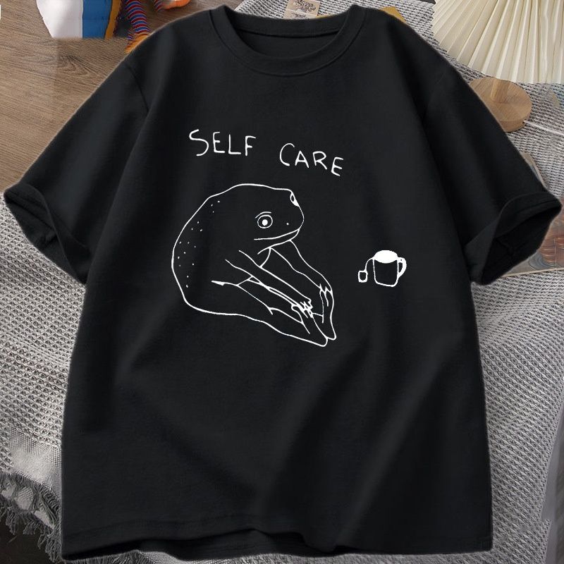 New Funny Frog Self Care T-shirt Vintage Print