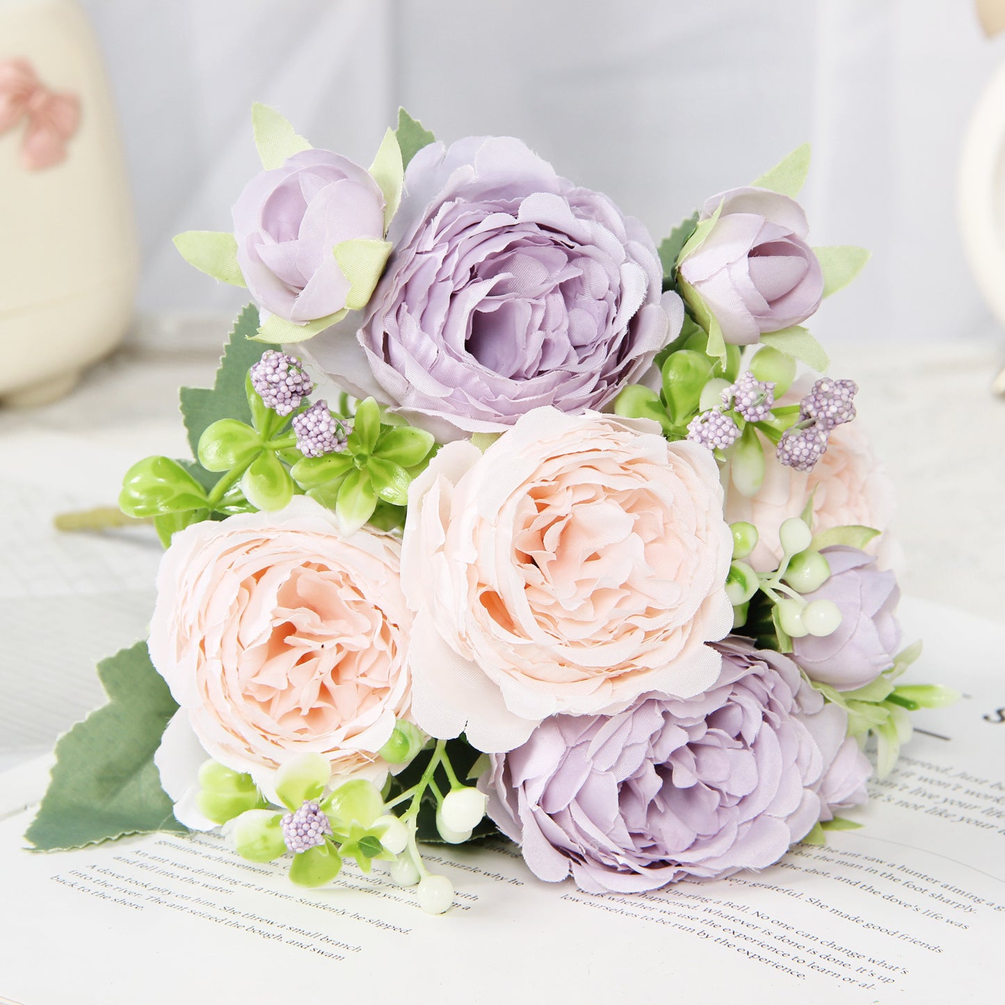 Home Wedding Rose Bouquet Made Of Silk Flowers