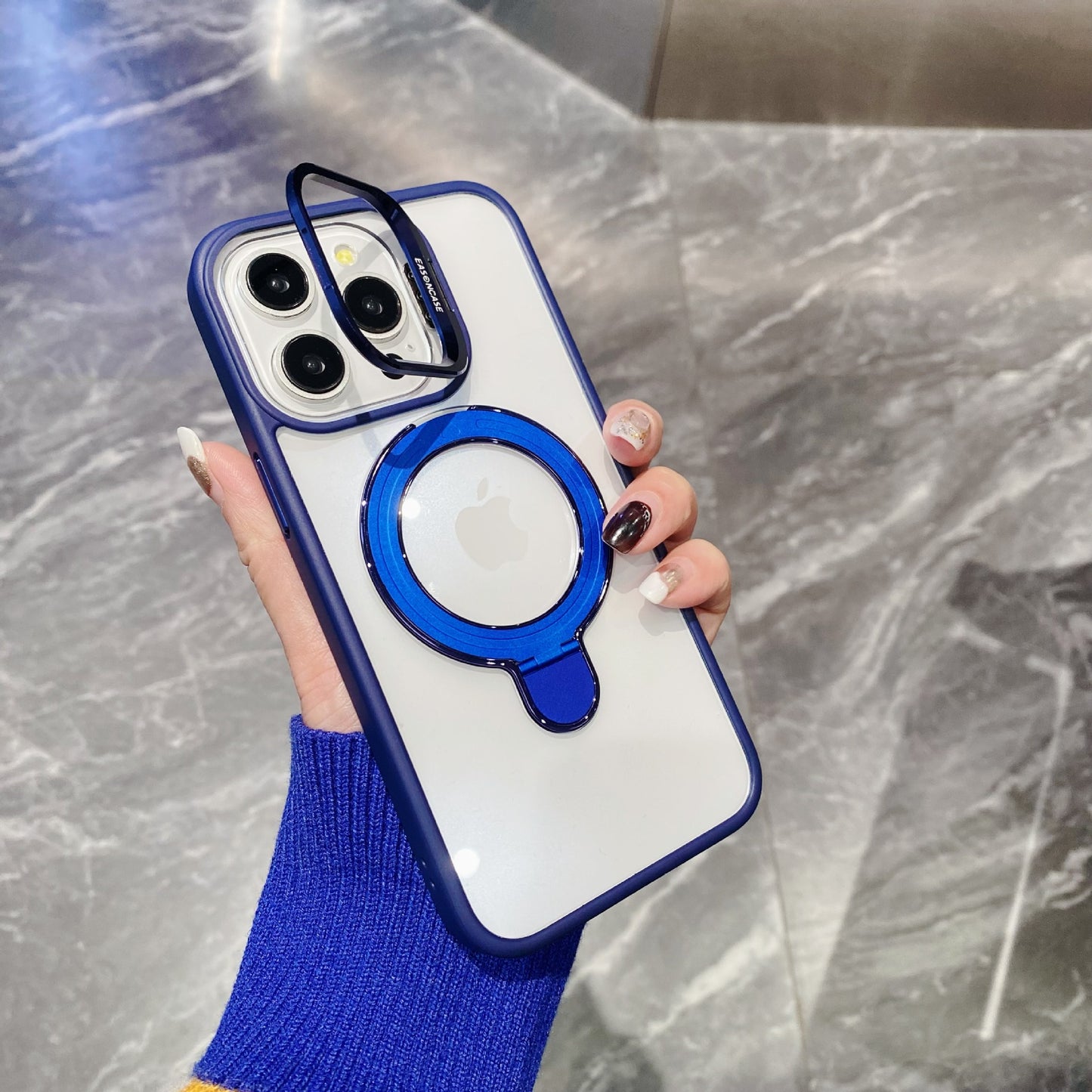 Simple Magnetic Charging Double Bracket Phone Case