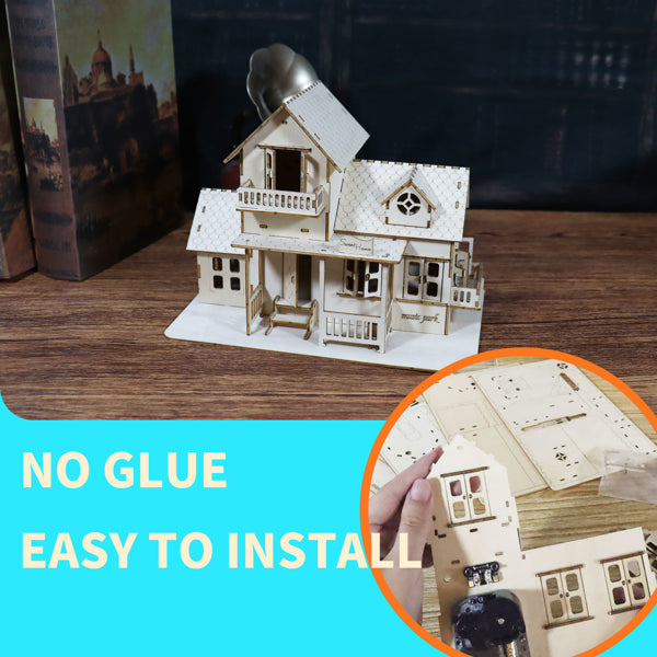 3D Wooden Puzzle Sweet Home Music Box Hands Craft Miniature Dollhouse Kits 3D Model Diy House Building With LED Night Lights Gifts For Christmas