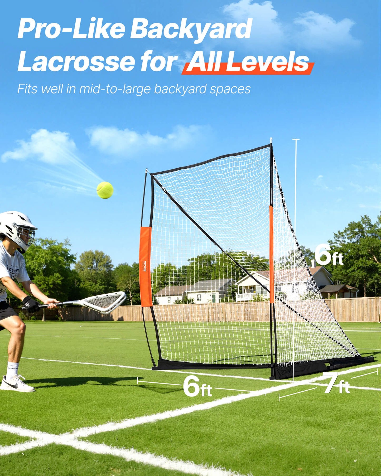 Lacrosse Goal, 6' X 6' Lacrosse Net, Portable Lacrosse Goal With Carry Bag, Fiberglass Rod Backyard Lacrosse Training Equipment, Easy Setup Collegiate Goal, Perfect For Youth Adult Training