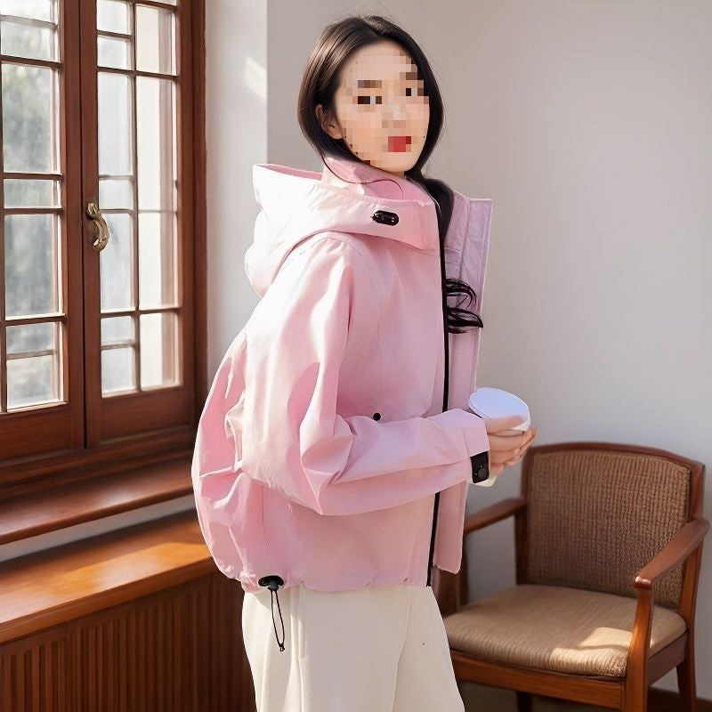 Spring Womens Short Windproof Jacket Outdoor Hiking Coat