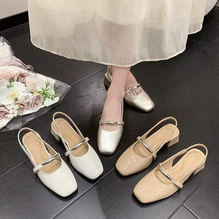 Women Fashion Square Toe High Heels, Comfortable Height Increasing Shoes For Petites, French Closed Toe Backless Sandals, New Arrival Summer 2026
