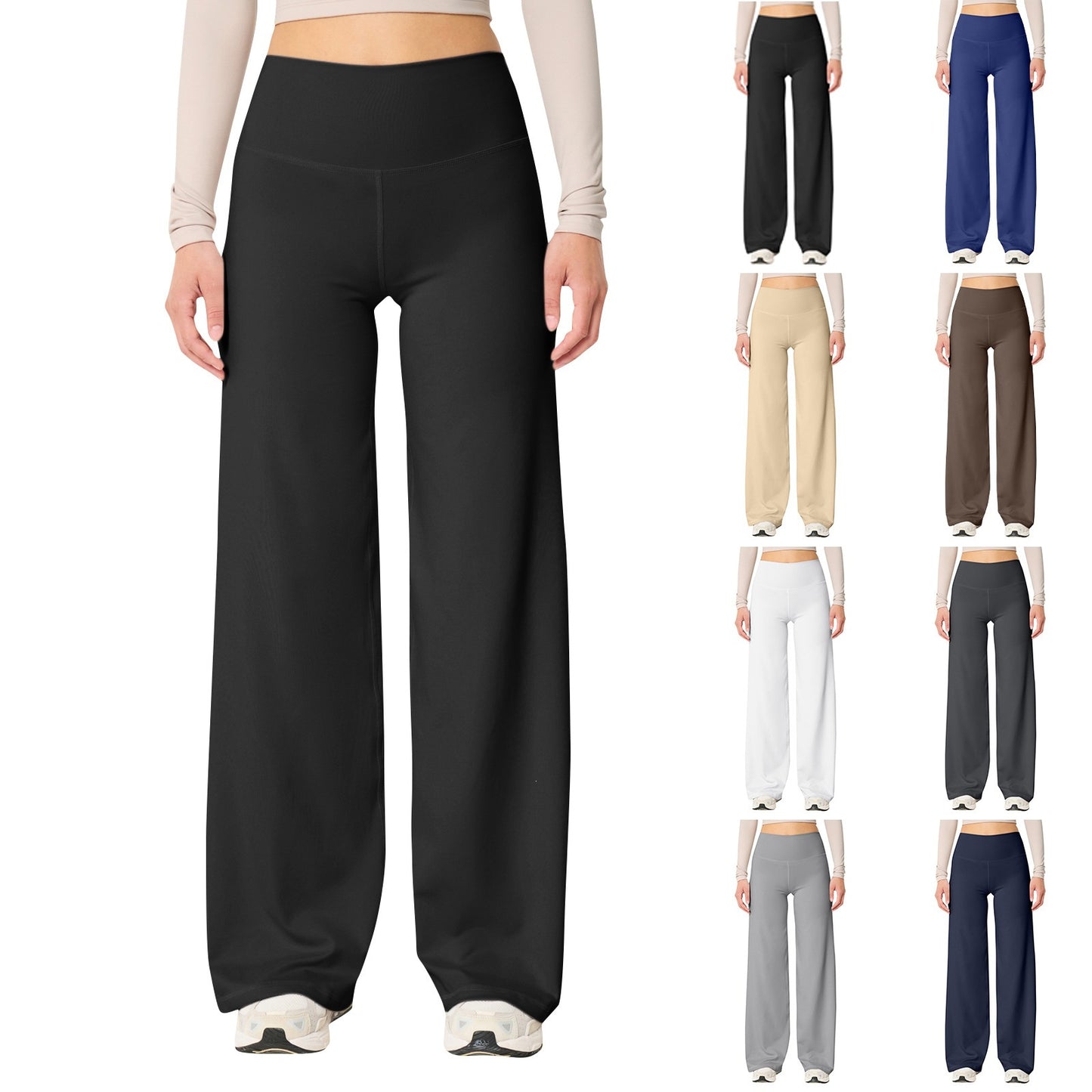 Women's High-Waist Loose Yoga Pants - Wide-Leg Fitness Leggings for Sports and Casual Wear