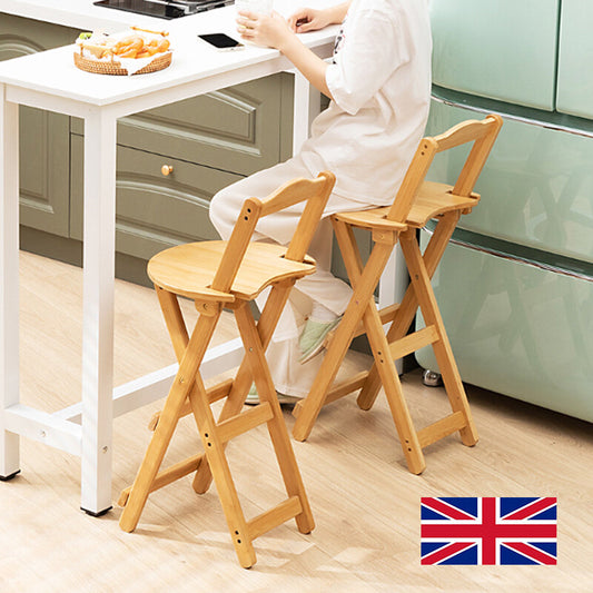 Bamboo Bar Stools Kitchen Breakfast Bar Seat Barstool Foldable Dining Chair