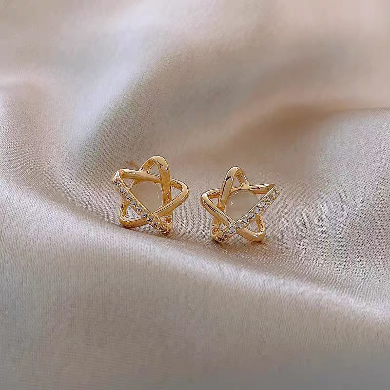 Cat's Eye Five-pointed Star Stud Earrings For Women, Premium Unique Elegant Star Earrings, 2026 New Hot Selling Ear Jewelry